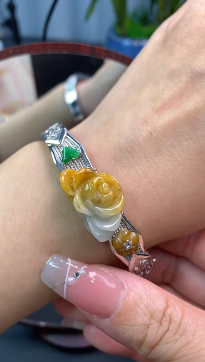 颈饰银S925镶嵌翡翠净货18616