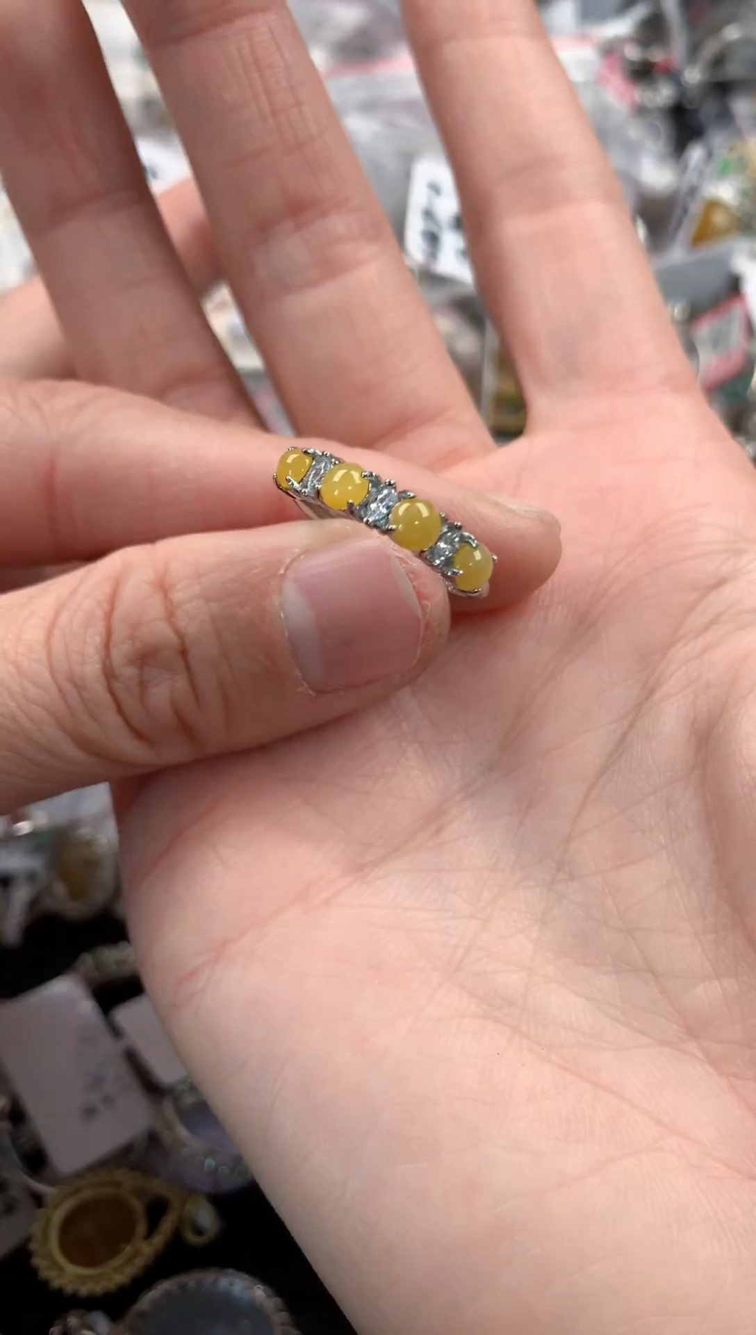 银S925镶嵌戒指翡翠666----2