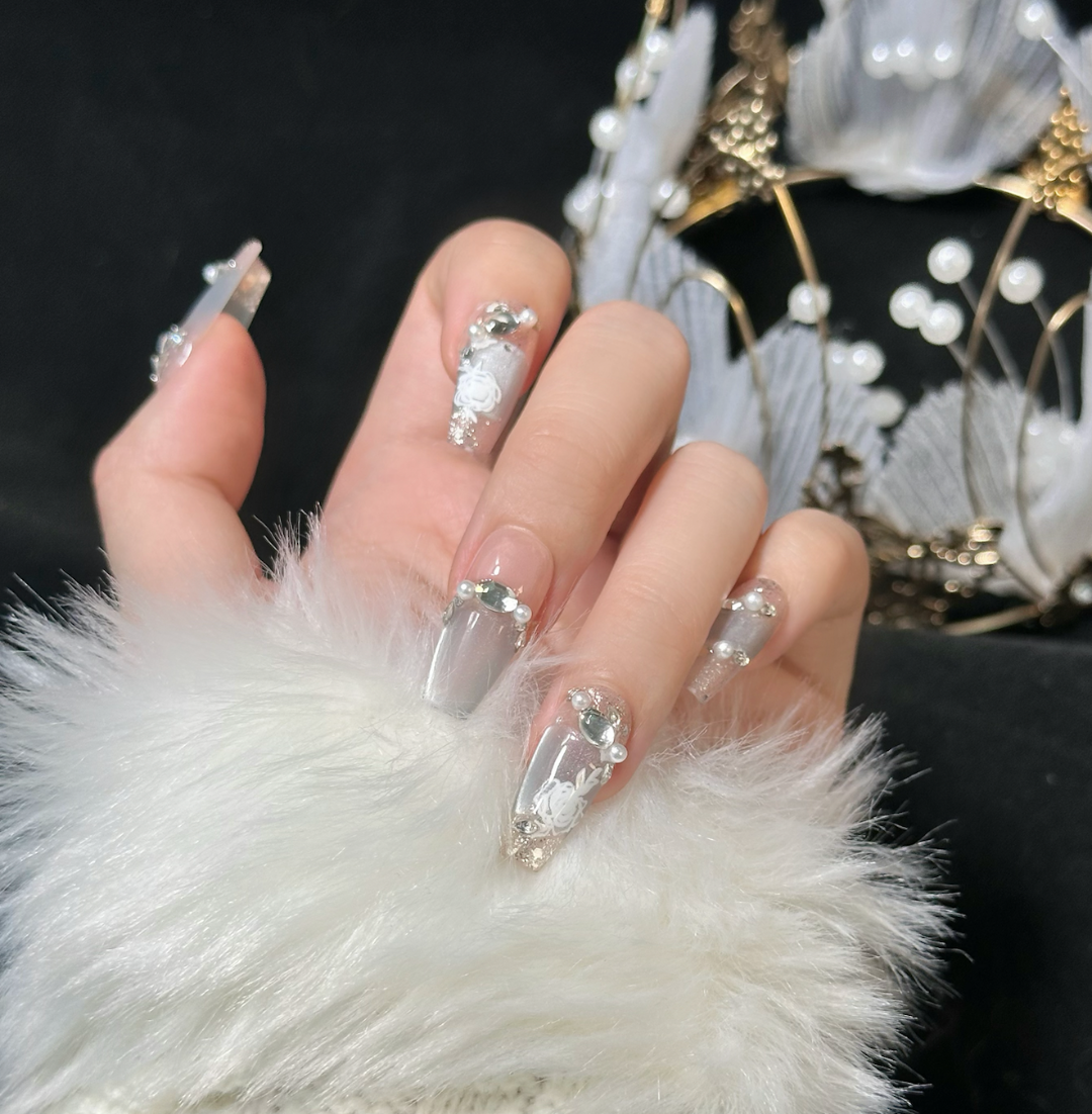 【夏日冰星】纯手工高定猫眼手工穿戴甲气质美甲百搭仙女款