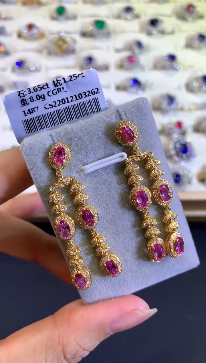 【闪购商品】蓝宝石耳饰无烧18K金镶嵌A254|9999