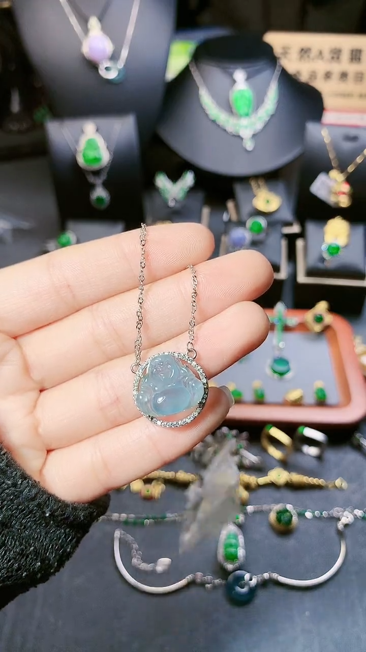 【闪购商品】翡翠项链银S925镶嵌吊坠