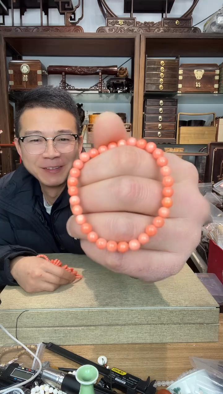 乌木类书架989海粉单圈手串