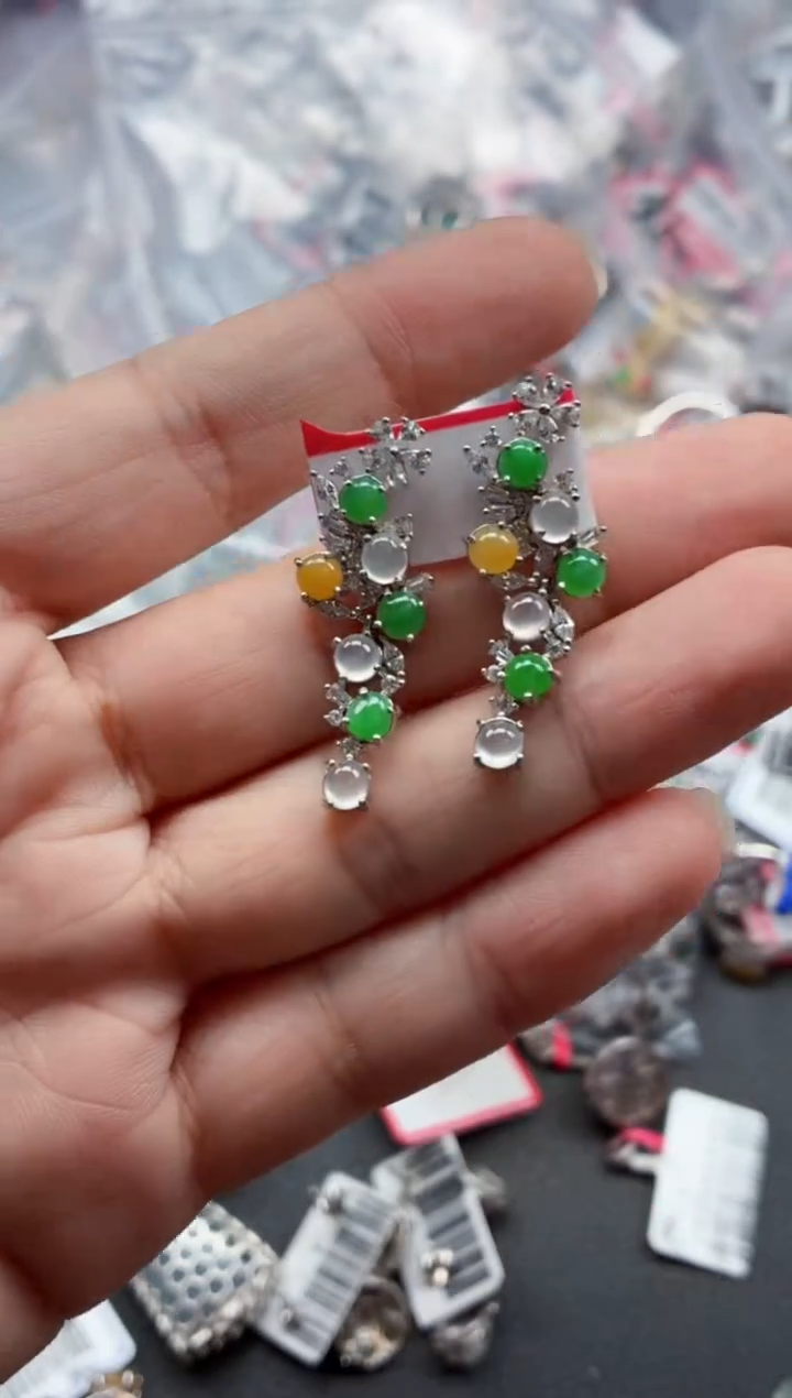 银S925镶嵌戒指翡翠天然A货缅甸翡翠