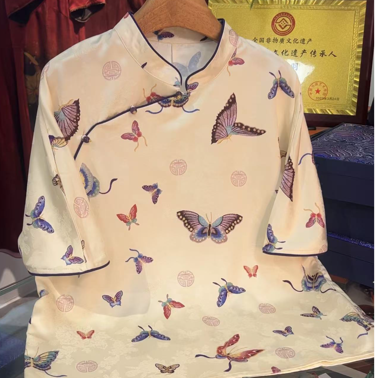 新中式国风气质显瘦蝴蝶衬衫上衣女FY5050705