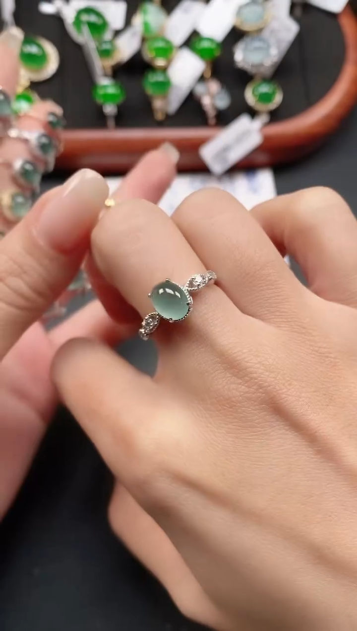 银S925镶嵌戒指翡翠111
