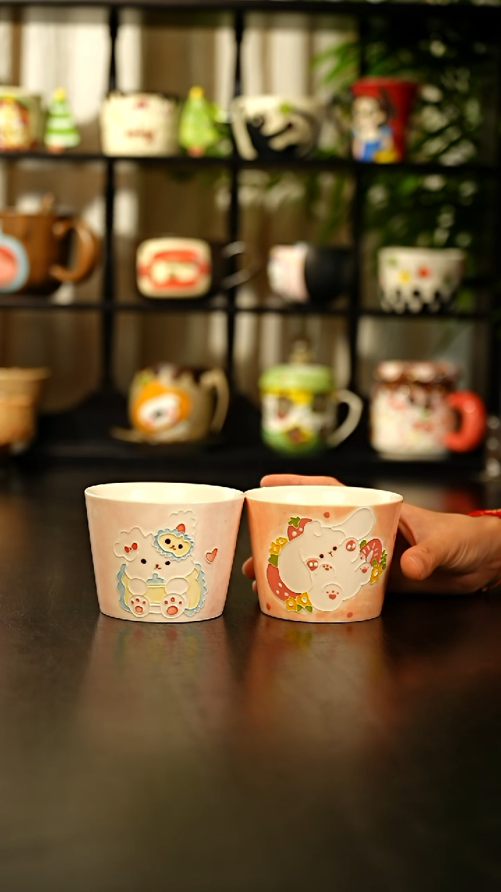 杯子可爱小兔子陶瓷杯 2只