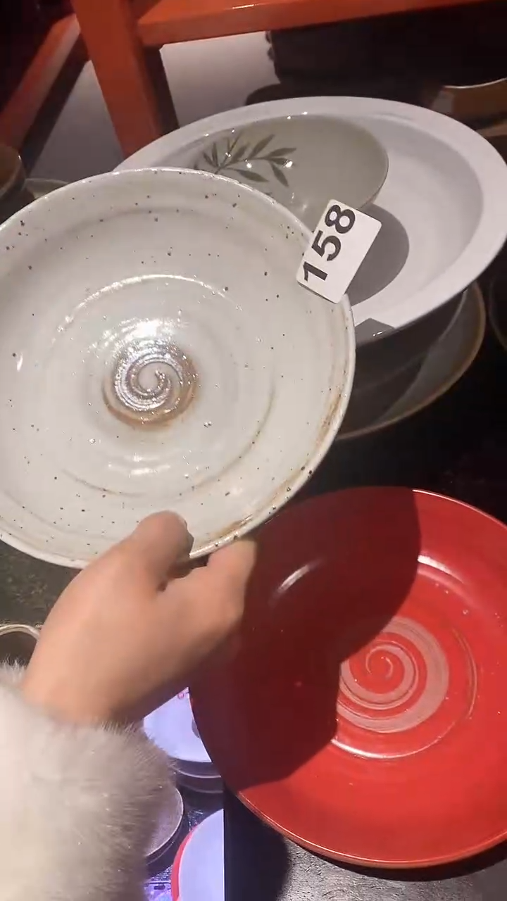 【闪购商品】碗158高脚果盘白麻点