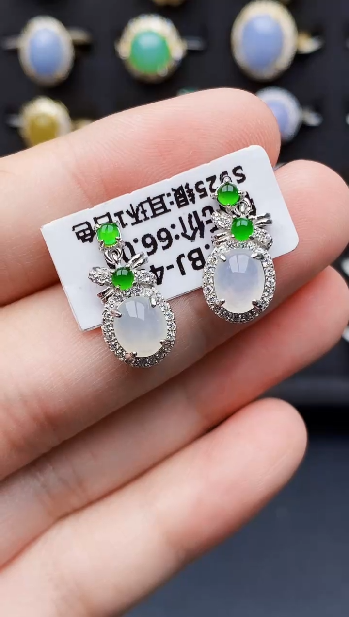 银S925镶嵌戒指翡翠0107