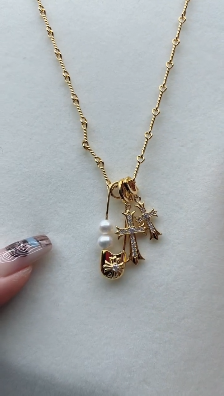 【闪购商品】18K金镶嵌淡水珍珠套链40