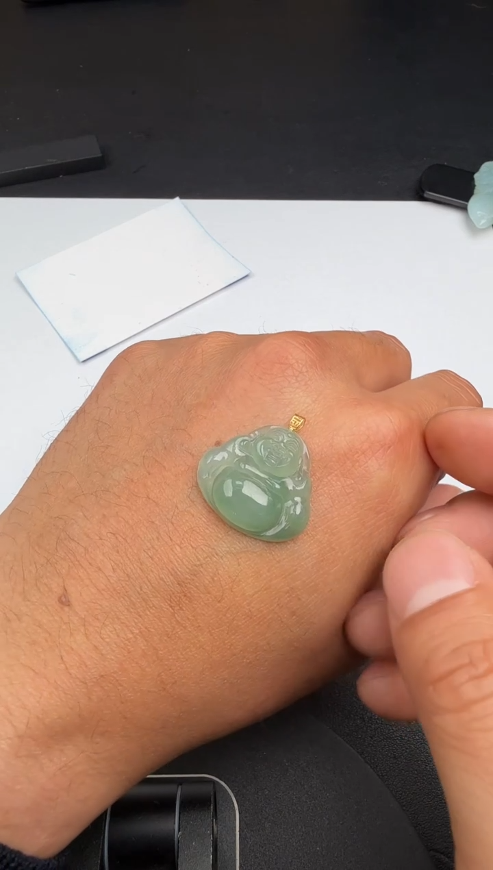 吊坠(不含链)18K金镶嵌翡翠翡翠饰品-237