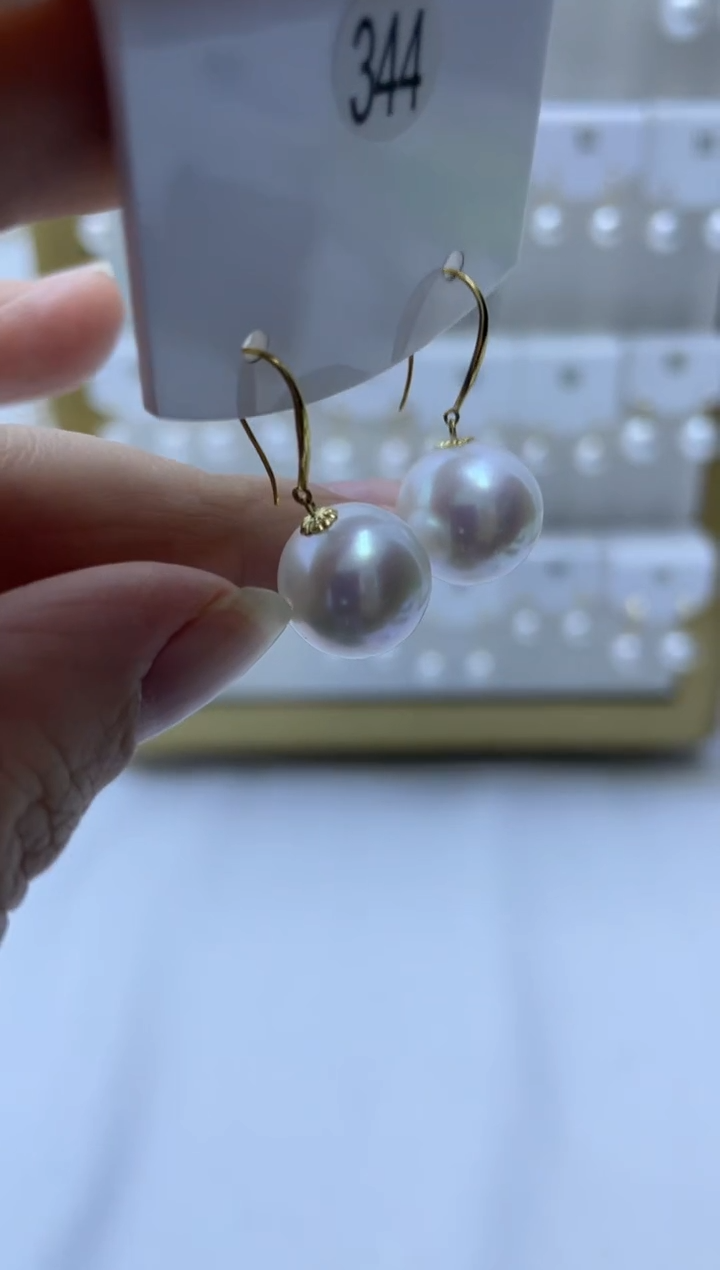 18K金镶嵌耳饰淡水珍珠344