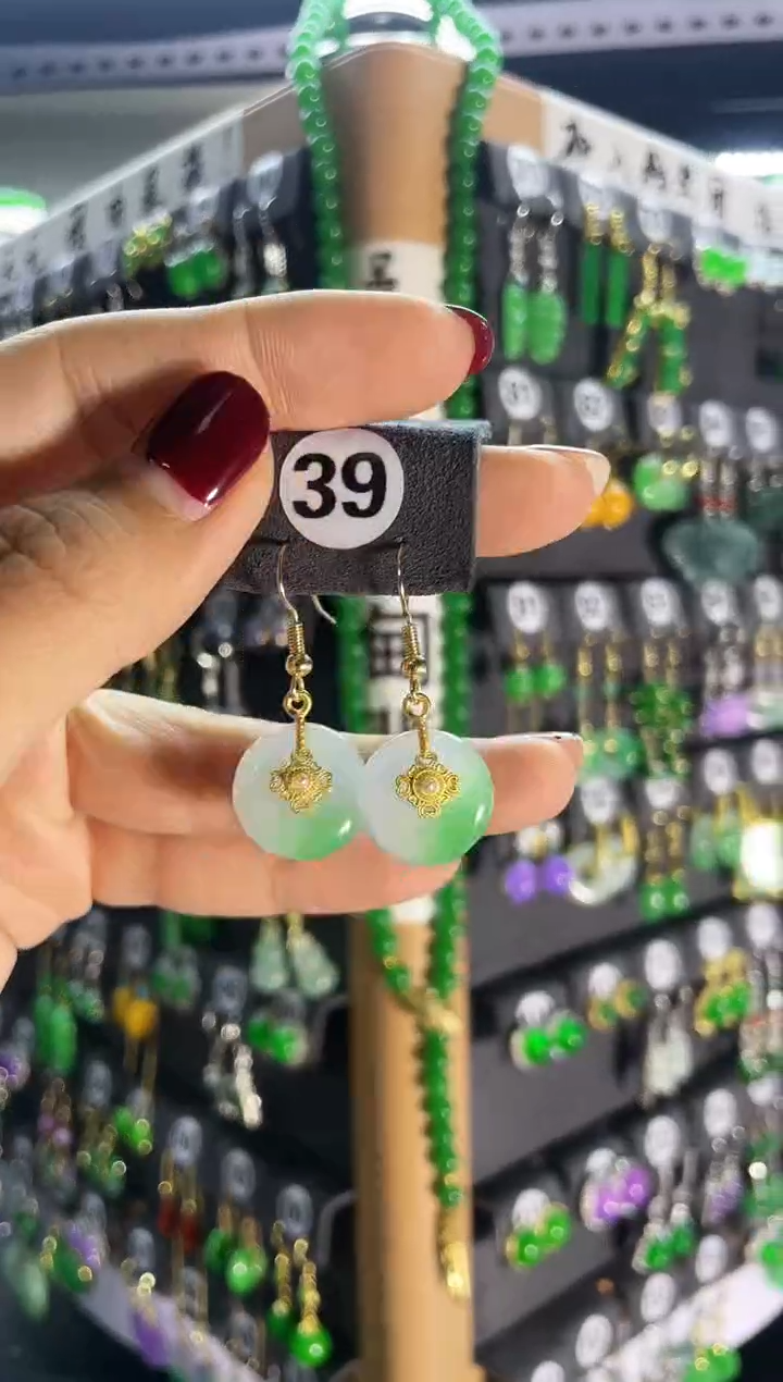 【闪购商品】翡翠耳饰银S925镶嵌39..