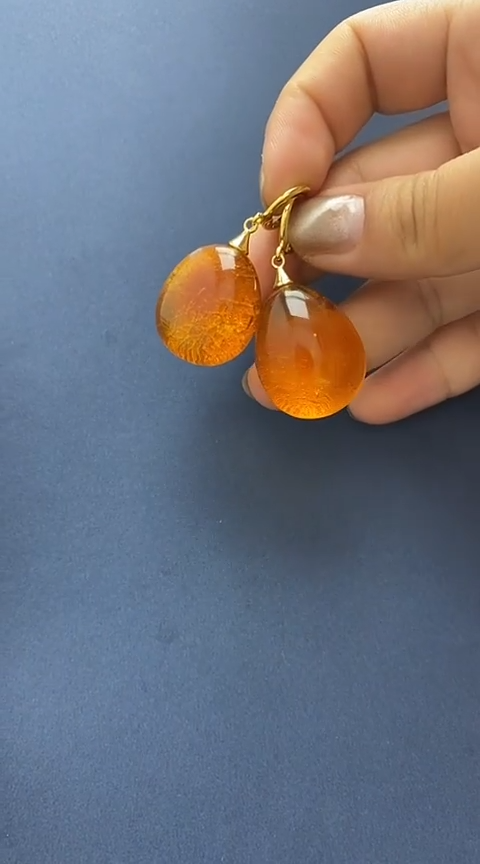 未镶嵌琥珀裸石耳坠