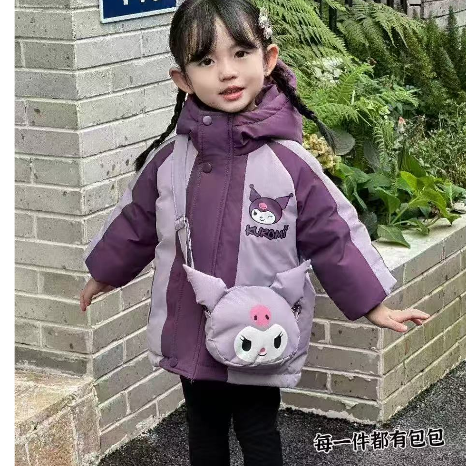 保暖女卡通风冲锋衣加绒女童小童