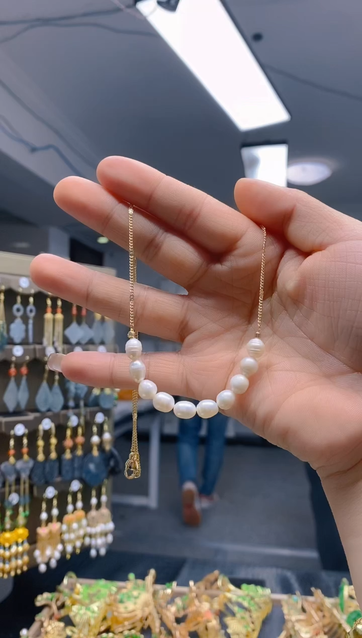 【闪购商品】淡水珍珠耳饰合金0277珍珠锁骨链