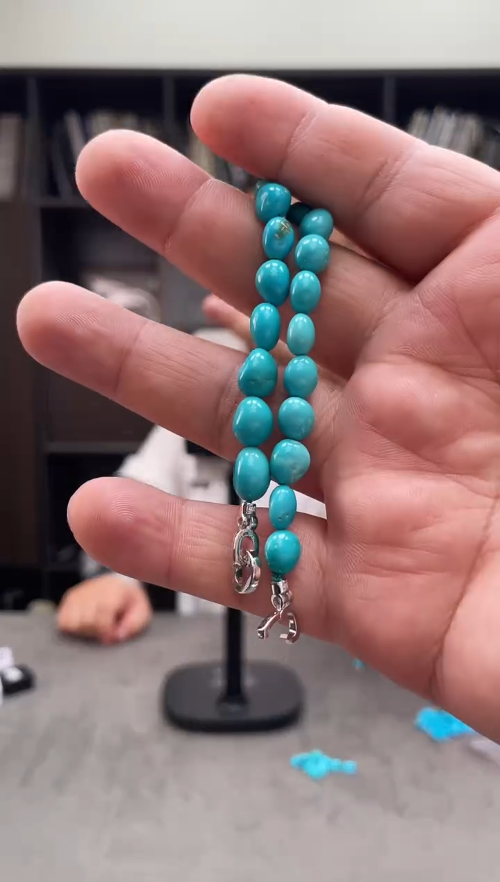 未镶嵌绿松石裸石绿松石手链