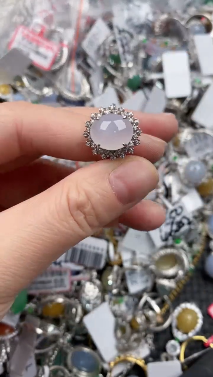 银S925镶嵌戒指翡翠444               4