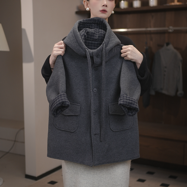 【两个小盆友】冬季中长款男女童加厚毛呢外套两面穿呢大衣884852