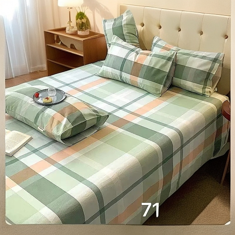 （0014）特厚老粗布床单吸汗透气2.45*2.45米（+－5公分） 幻想格韵-绿