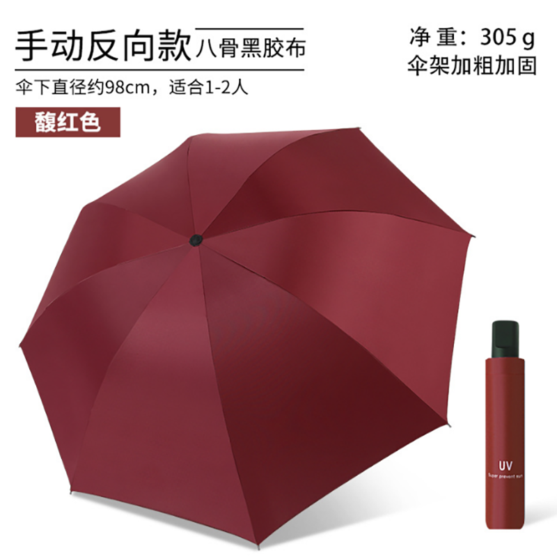 晴雨两用手动伞 黑胶遮阳伞手动折叠轻巧便携适合单人使用