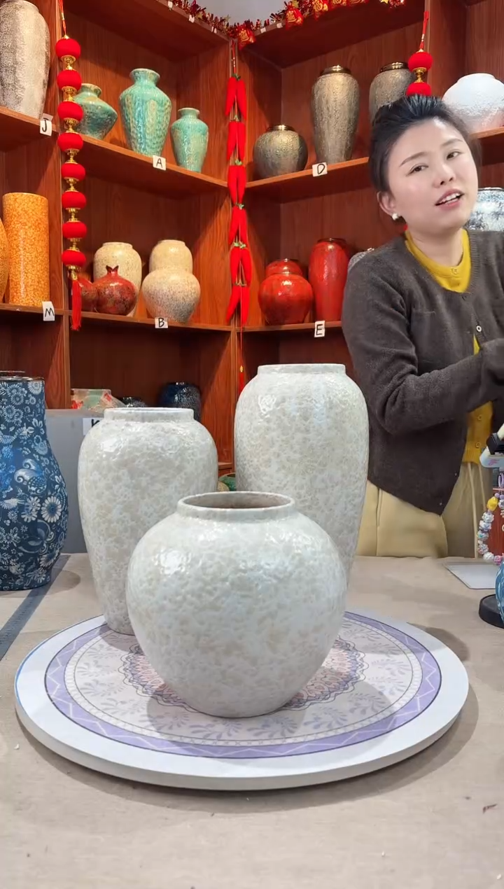 【闪购商品】瓶陶瓷花瓶 无花 茶白三件套