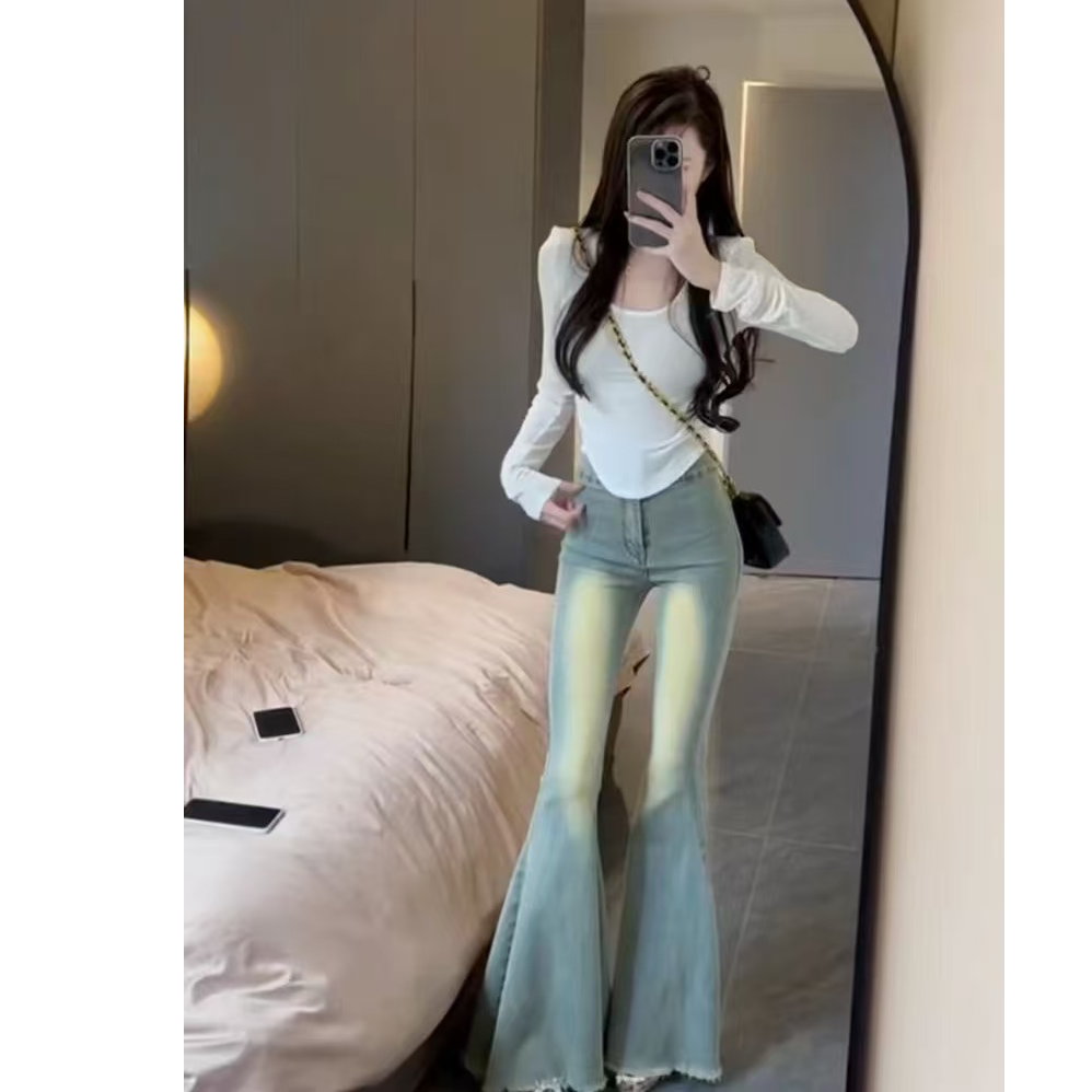 辣妹.2024新款秋冬高腰喇叭裤A