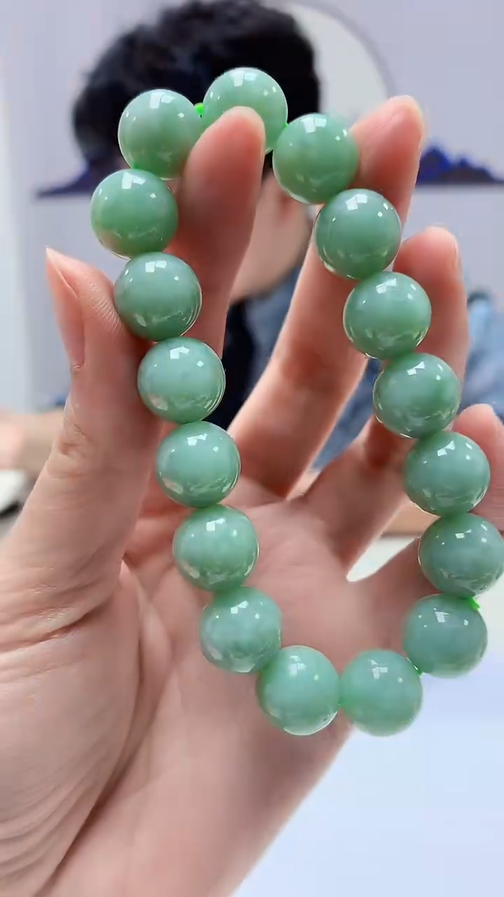 【闪购商品】定制翡翠未镶嵌4688zm-毛货手串57