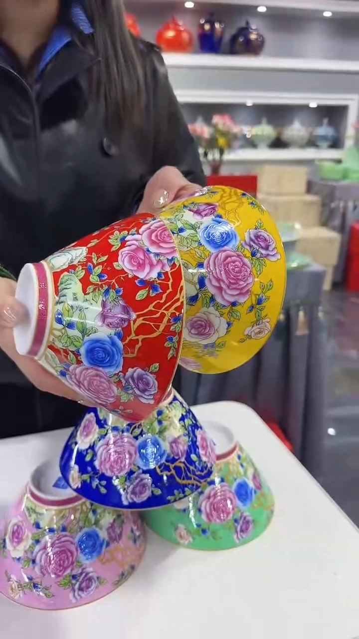 【闪购商品】瓷片斗笠碗6英寸面碗混色6个景德镇陶瓷 