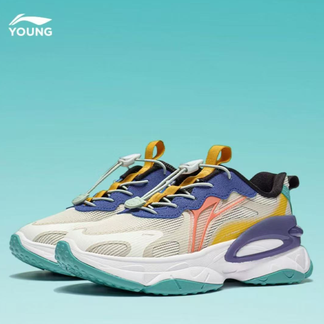 【荧火2.0】李宁儿童25款圆头时尚经典休闲跑鞋YKCT066