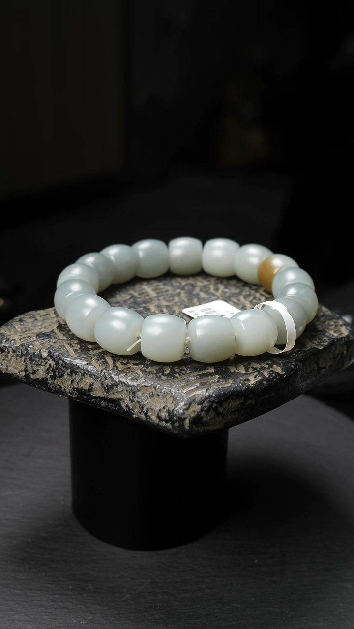 未镶嵌手串和田玉白玉老型珠12*13