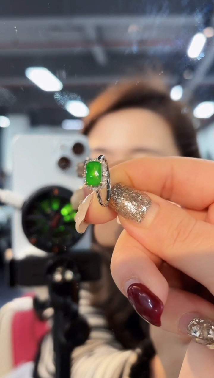 【闪购商品】翡翠戒指18K金镶嵌缅料A货/支持复检/一件