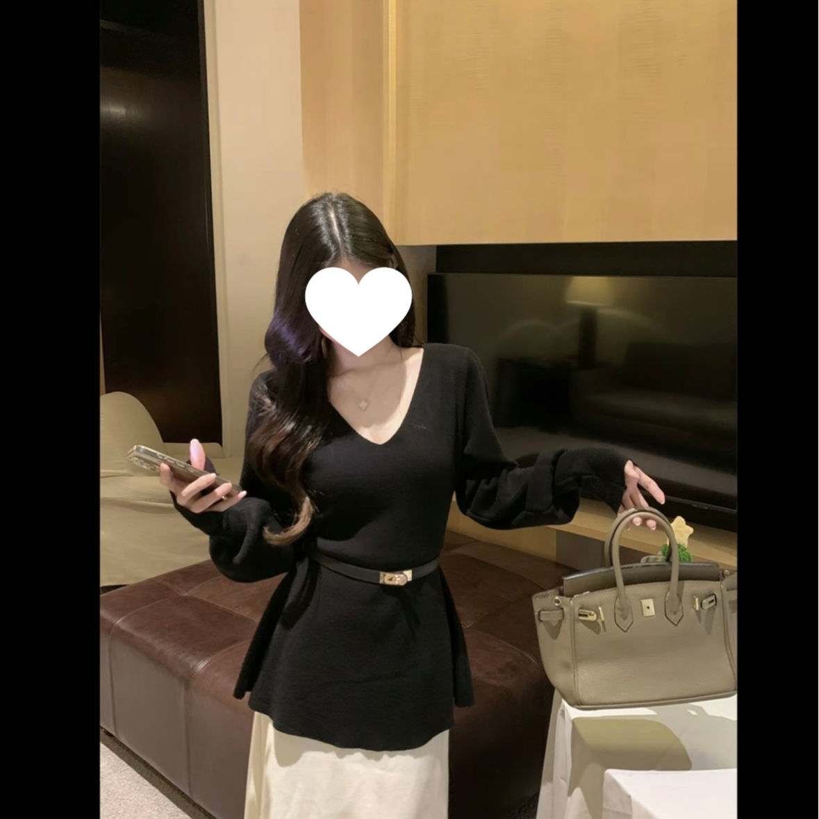 「 配腰带·运补3-5」2025秋冬气质高贵收腰显瘦打底小众长袖T恤上衣