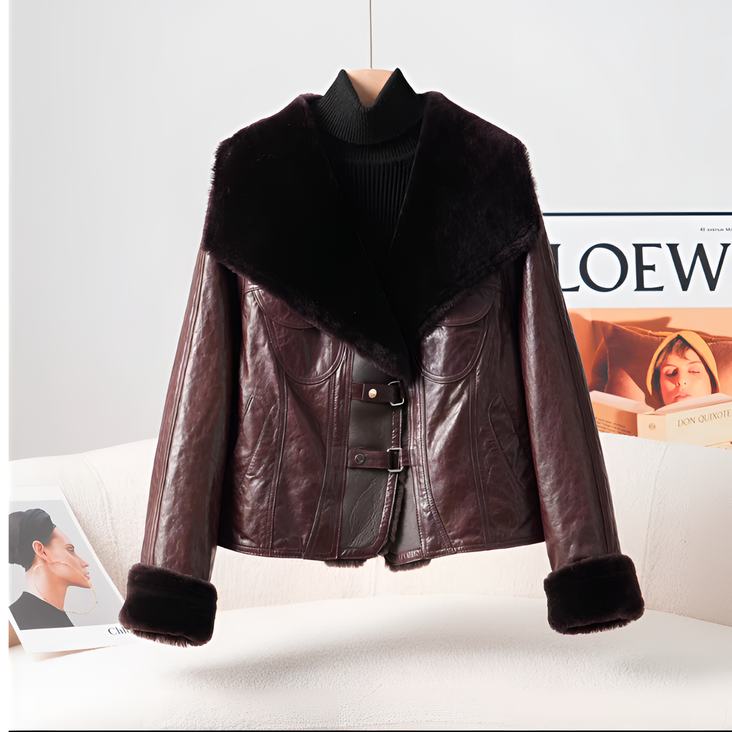 2025冬季新款绵羊皮鹅绒服女羊羔毛皮毛一体短款皮草羽绒外套