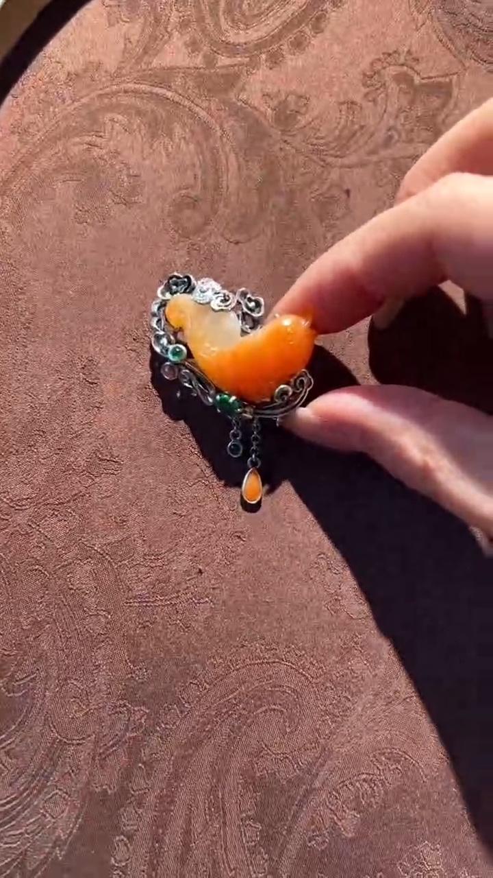 【闪购商品】翡翠手链银S925镶嵌红翡绿翠 07号