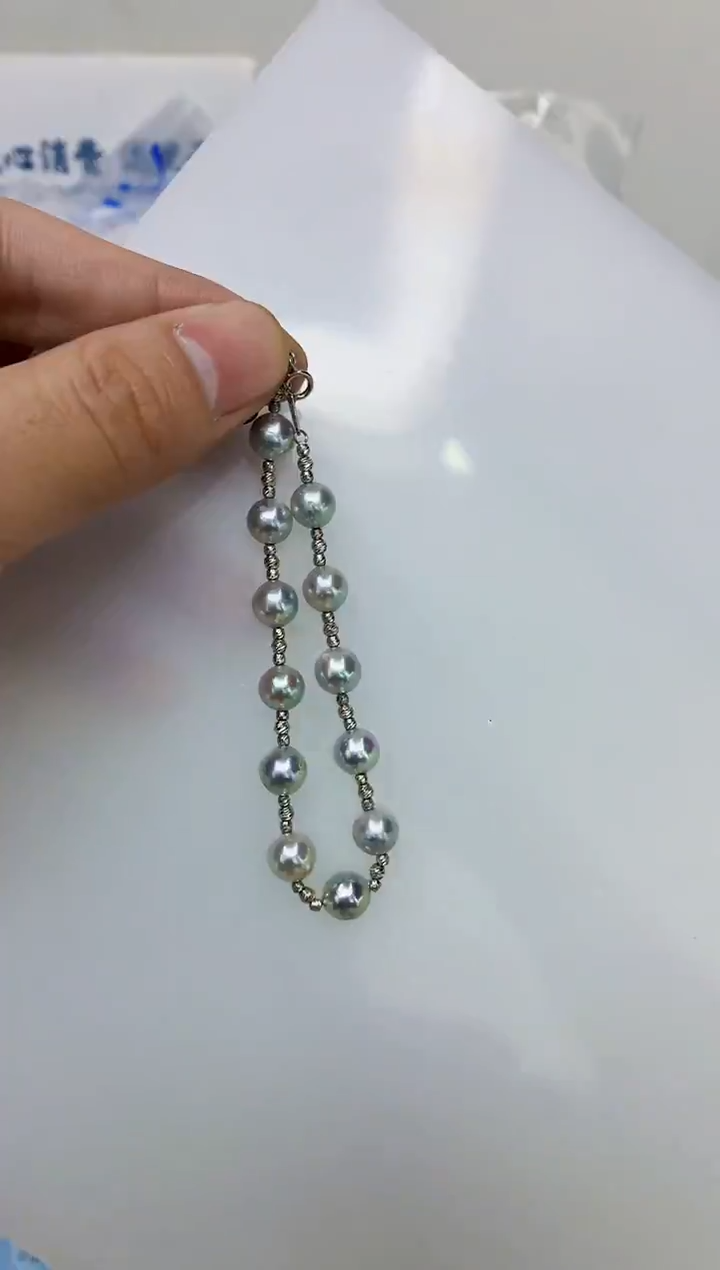 银S925镶嵌DA海水珍珠手链7-8 y363