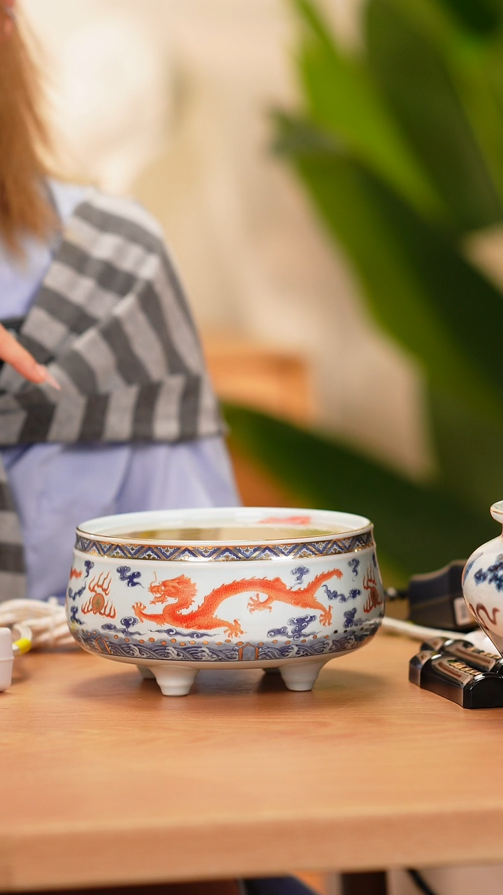 陶瓷铁*莺歌烧青花龙纹电陶炉