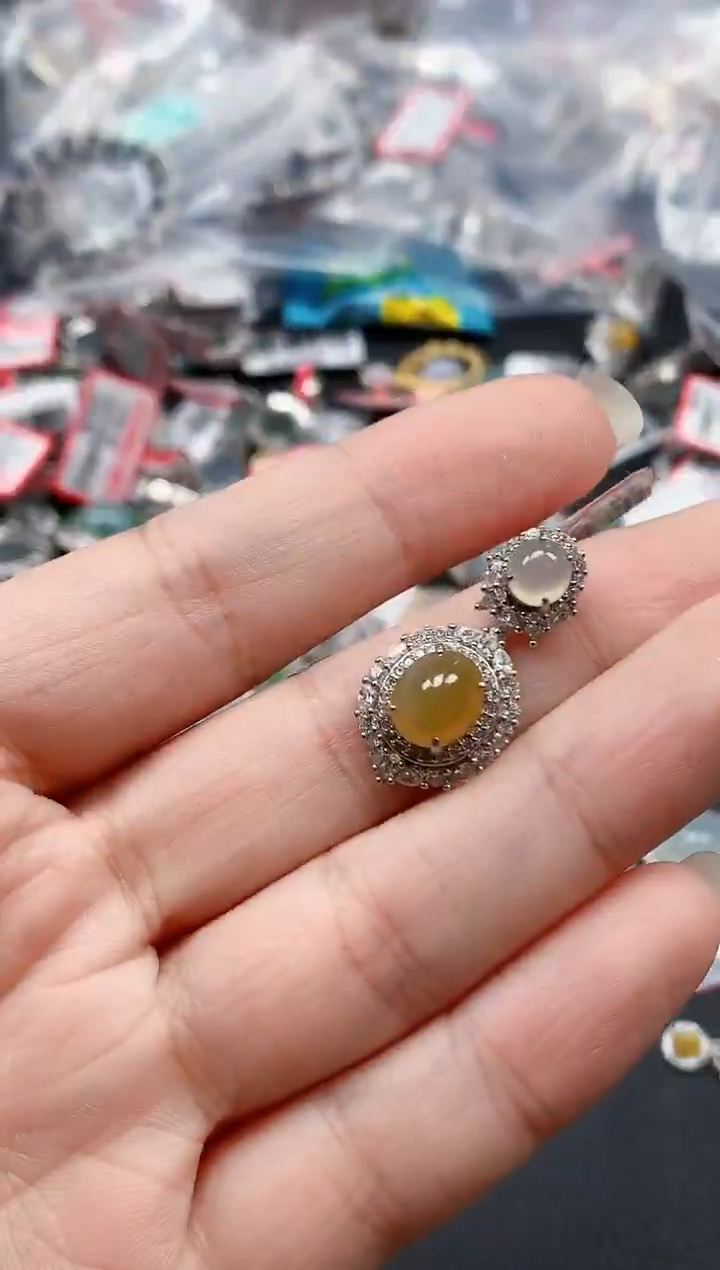 银S925镶嵌戒指翡翠天然A货缅甸翡翠