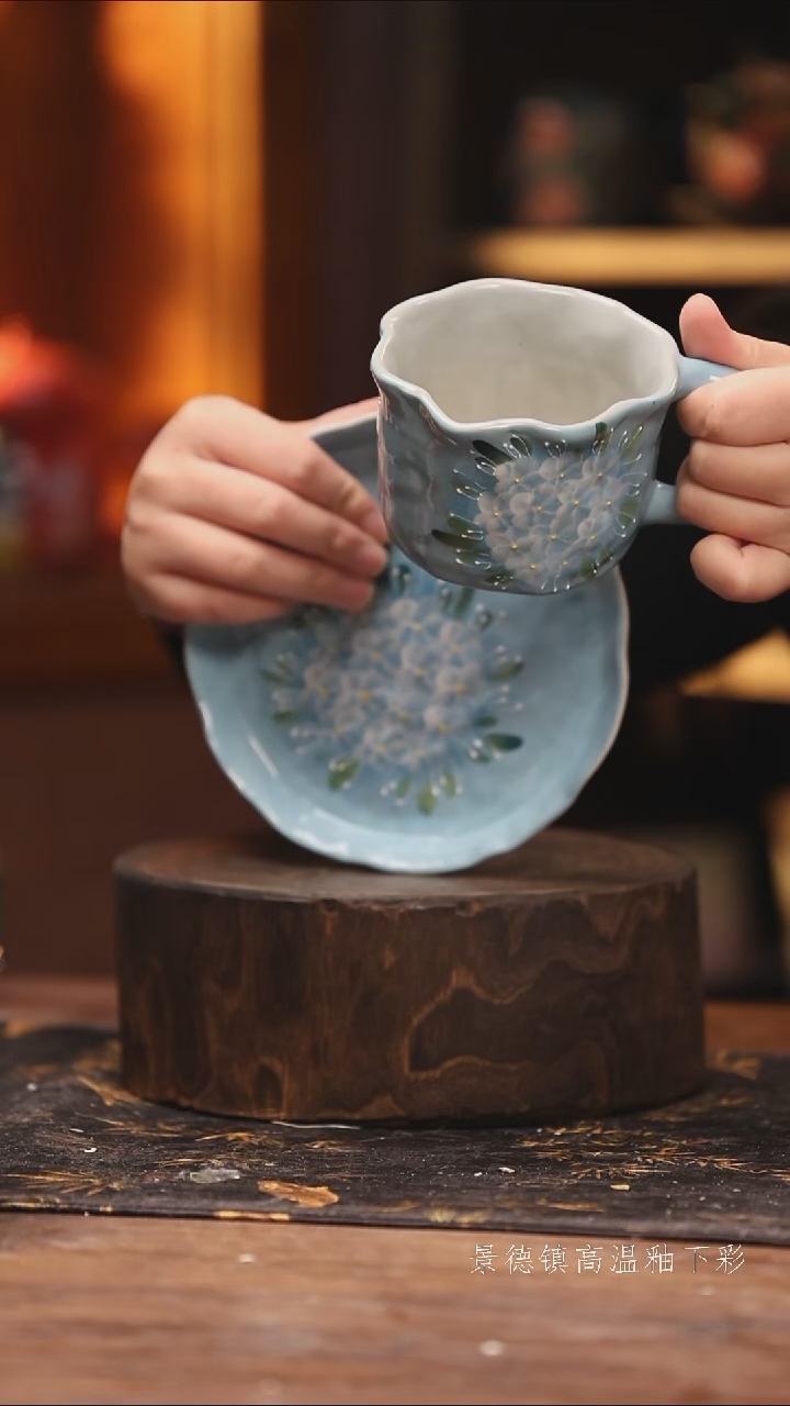 玻璃景德镇高温釉下手绘陶瓷