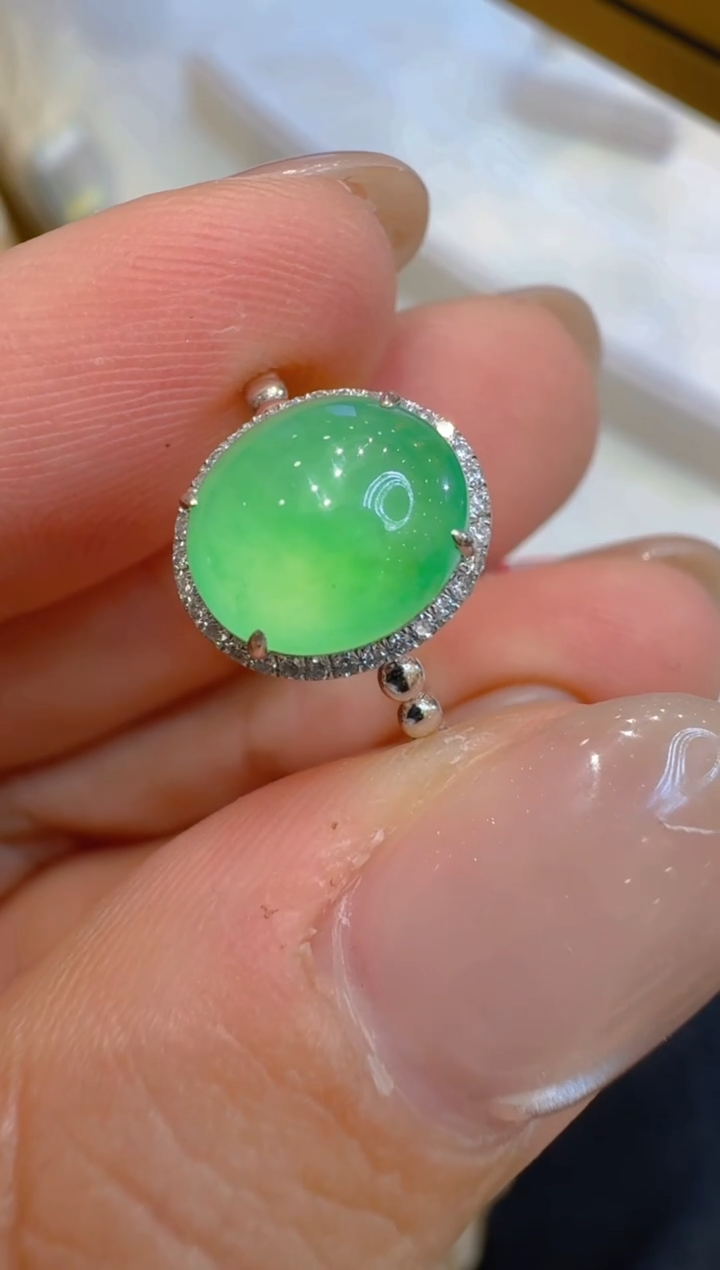 18K金镶嵌戒指翡翠多样性团购发一件