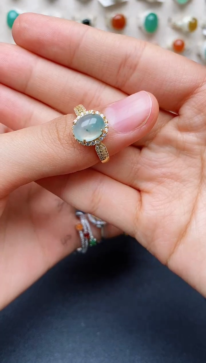 【闪购商品】翡翠戒指银S925镶嵌缅甸翡翠