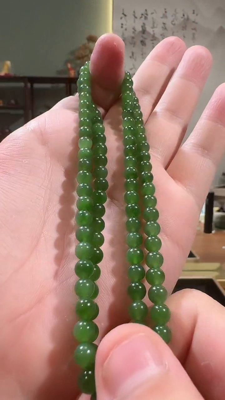 【闪购商品】和田玉珠链未镶嵌1210碧玉6mm108链