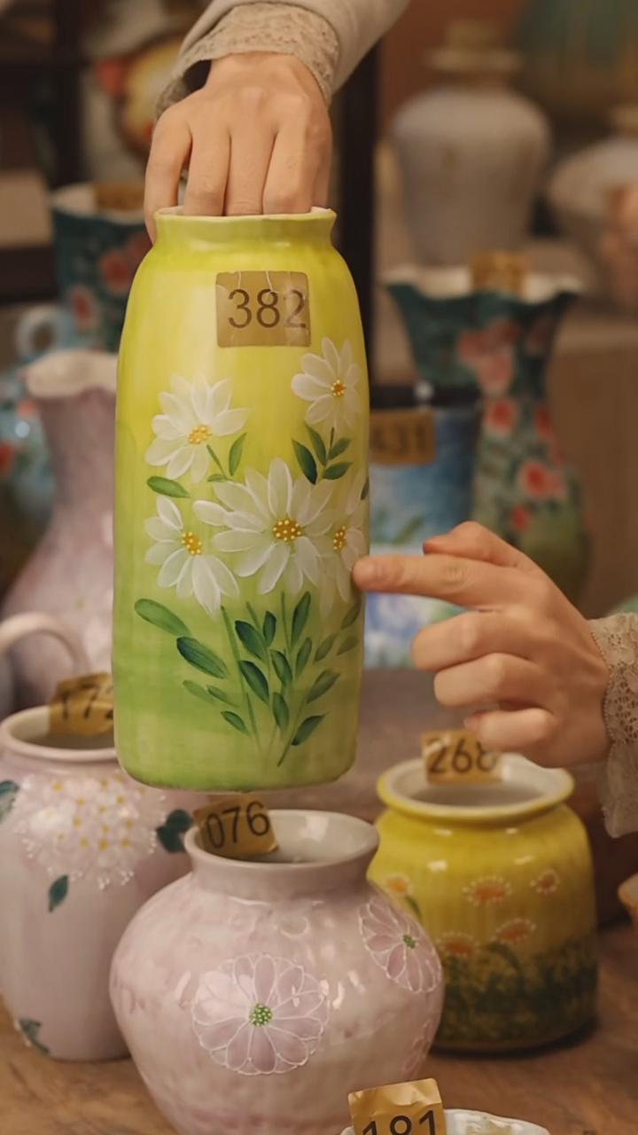 陶瓷景德镇设计师手作花器摆件侘寂风@M382@