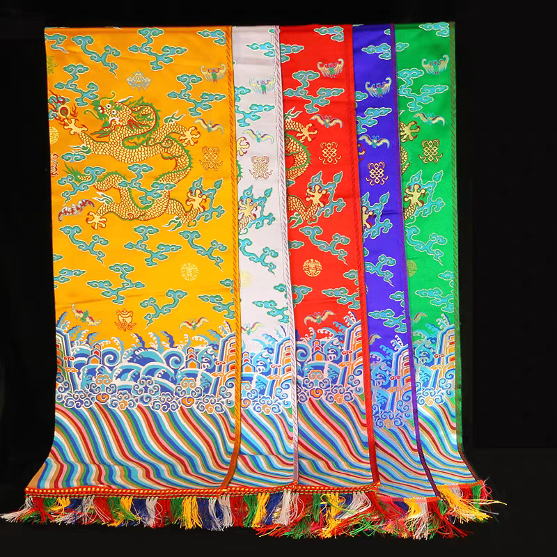  玺藏馆 高档藏式精品海水江涯龙纹提花双层加厚哈达 