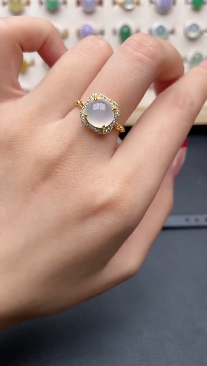 【闪购商品】翡翠戒指银S925镶嵌一物一证一礼盒