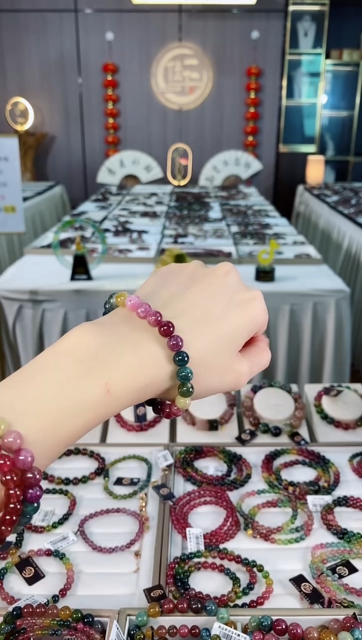 未镶嵌老矿碧玺单圈手串8mm+碧玺dan多样性发货一条