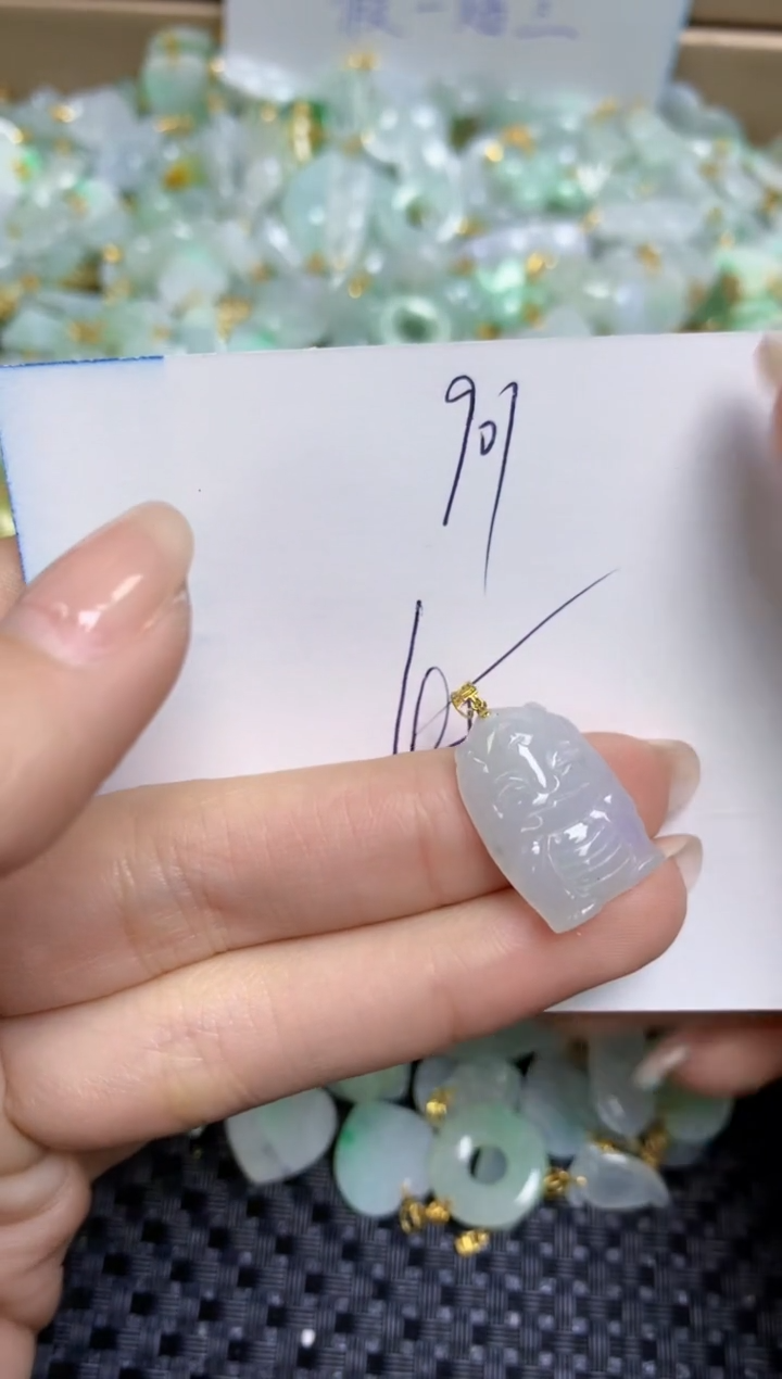 【闪购商品】翡翠颈饰18K金镶嵌天然缅甸A货翡翠