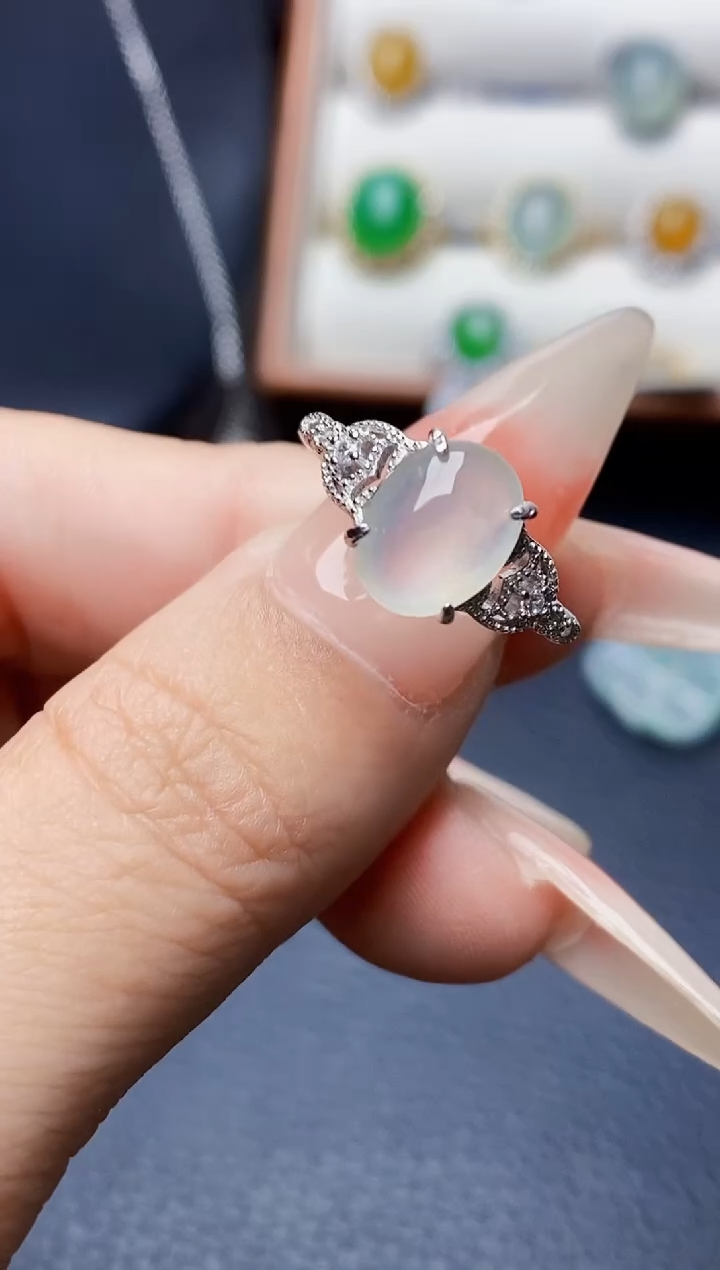 银S925镶嵌戒指翡翠0896