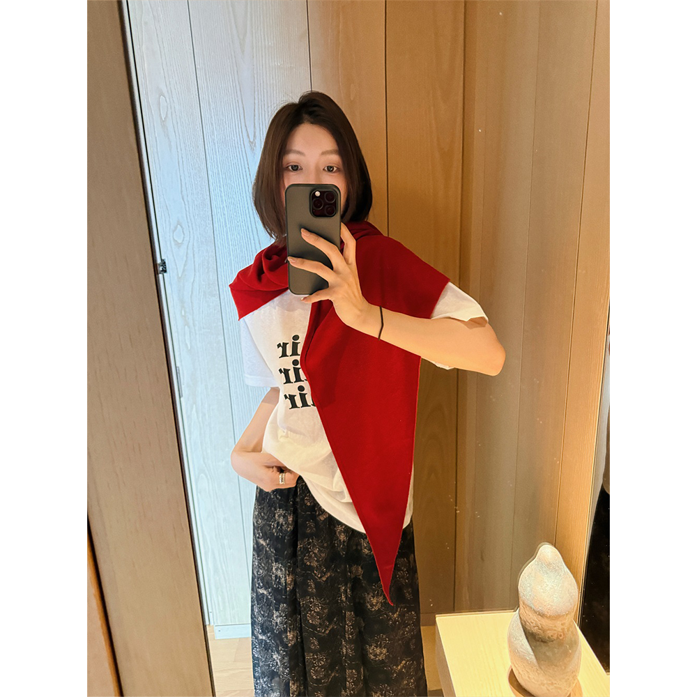 【唐悠悠mgdm】全羊毛三角巾头巾针织条纹围巾女小围脖领巾披肩