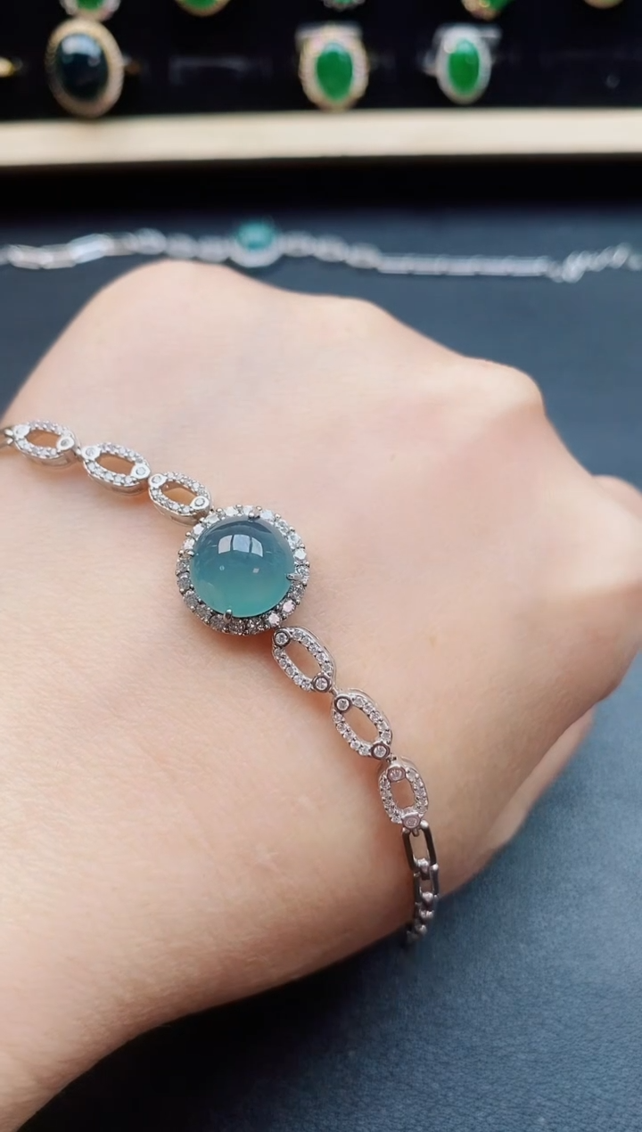 银S925镶嵌手链翡翠5850