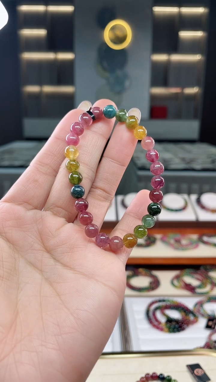 未镶嵌老矿碧玺单圈手串7mm+碧玺多样性发一条 T